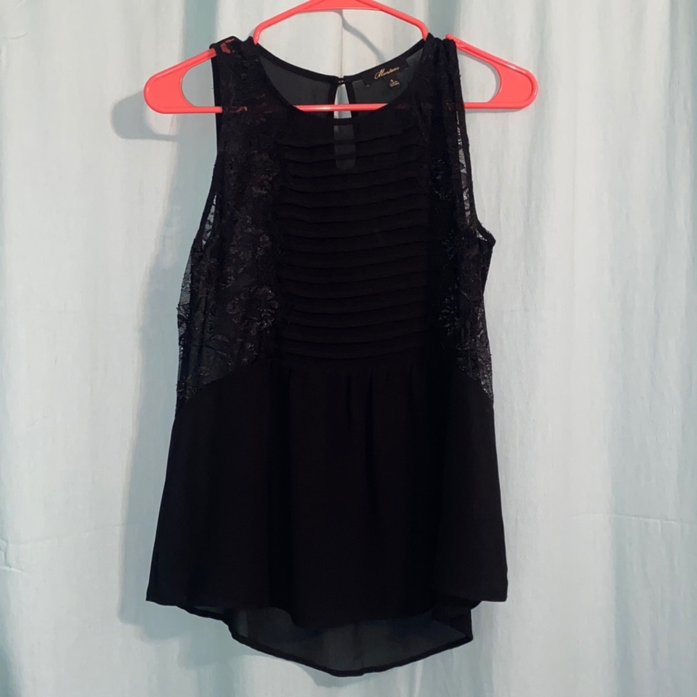 Black peplum blouse, with lace detail